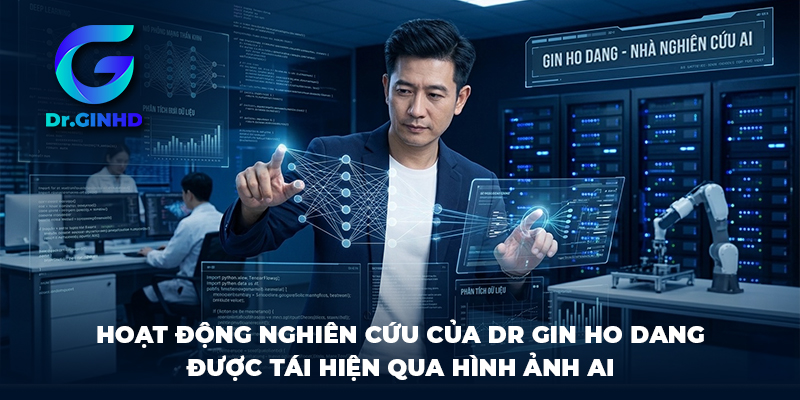 Hoạt động nghiên cứu của Dr Gin Ho Dang được tái hiện qua hình ảnh AI